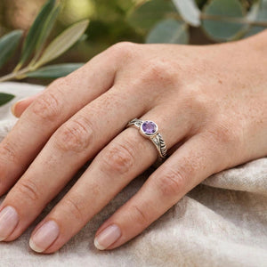 Nature-Inspired Amethyst Sterling Silver Ring