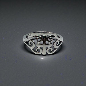 Scroll Cross Sterling Silver Ring