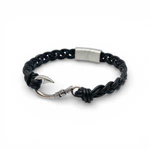 Captain's Catch Leather Stainless Steel Bracelet