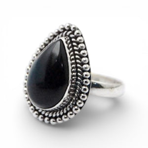 Midnight Teardrop Onyx & Sterling Ring