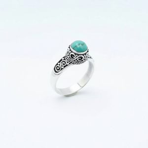 Azure Bloom Turquoise Solitaire Sterling Silver Ring