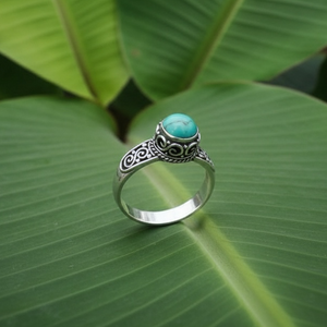 Azure Bloom Turquoise Solitaire Sterling Silver Ring