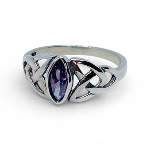 Amethyst CZ Celtic Sterling Silver Ring
