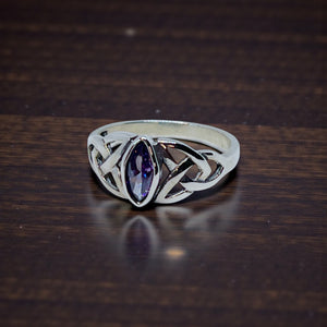 Amethyst CZ Celtic Sterling Silver Ring
