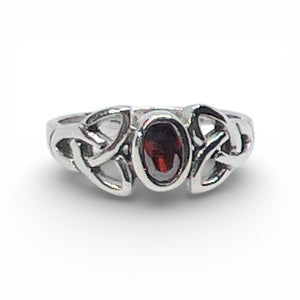 Garnet CZ Celtic Sterling Silver Ring