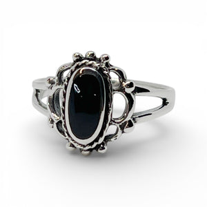 Small Oval Black Onyx Sterling Silver Ring