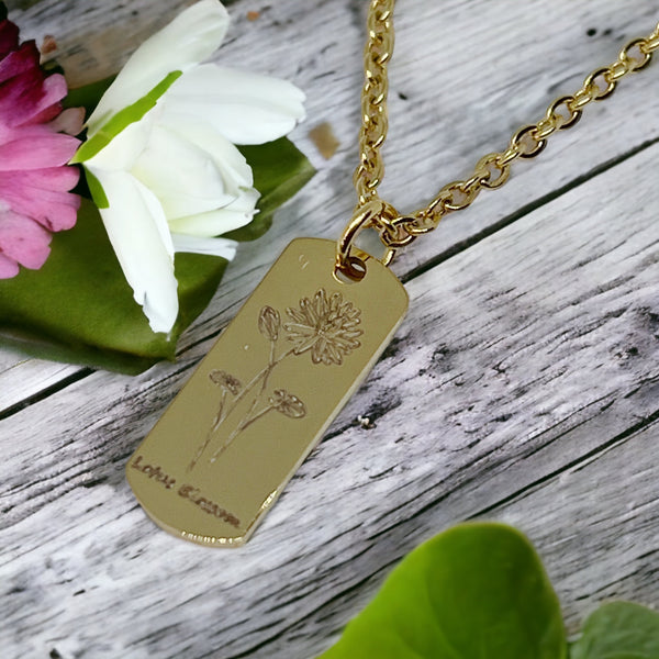 Engraved Flower Necklace