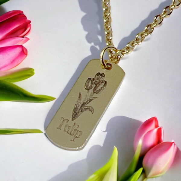 Engraved Flower Necklace
