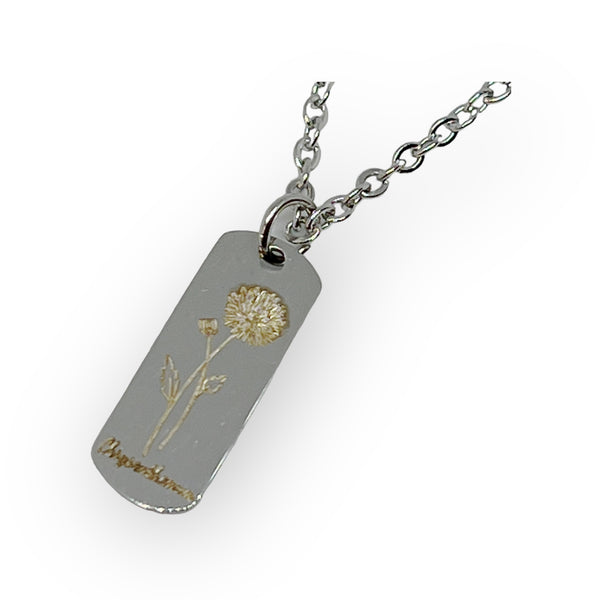 Engraved Flower Necklace