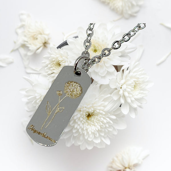 Engraved Flower Necklace