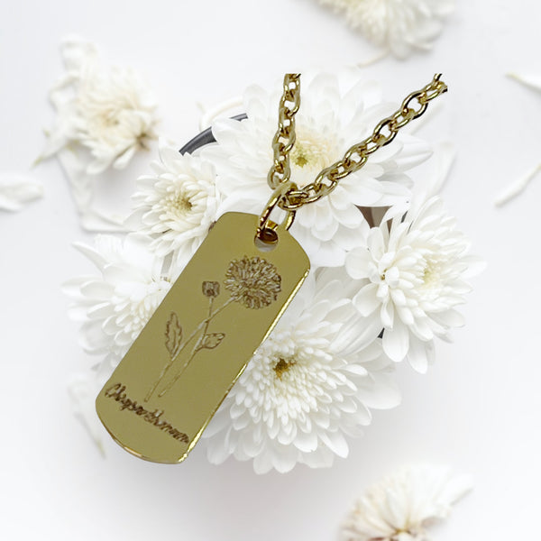 Engraved Flower Necklace