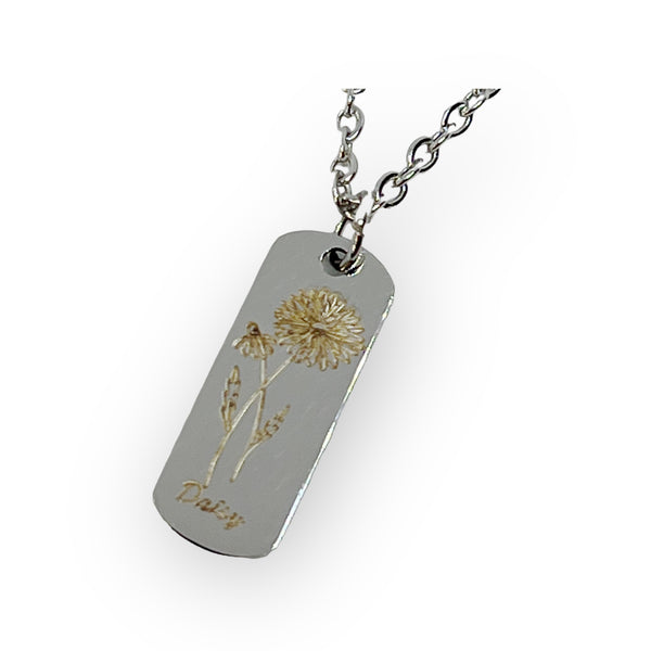 Engraved Flower Necklace