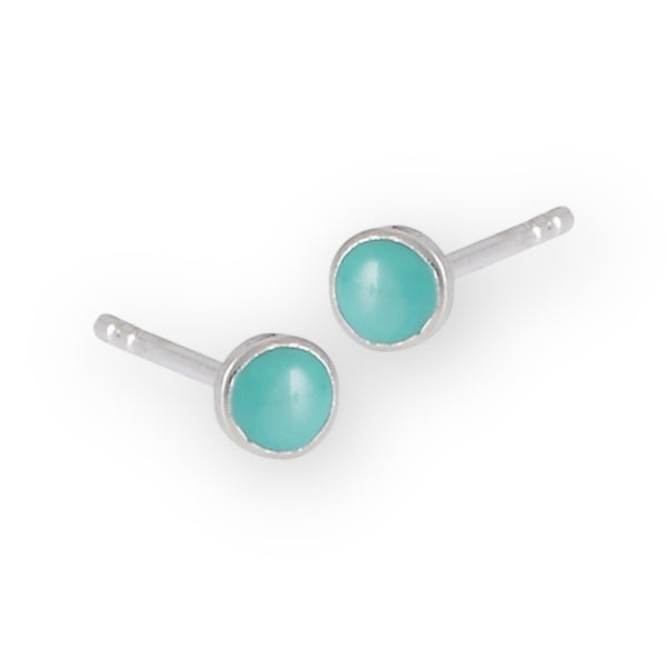 Petite Turquoise Stud Sterling Silver Earrings