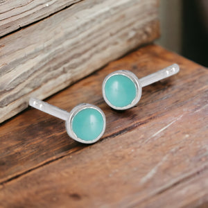 Petite Turquoise Stud Sterling Silver Earrings