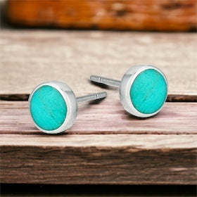 8mm Turquoise Sterling Silver Stud Earrings