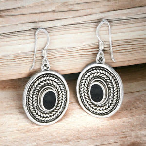 Midnight Braid | Solid 9.25 Sterling Silver & Black Onyx Dangle Earrings