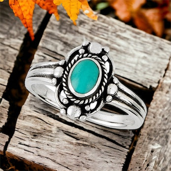 Petite Oval Turquoise Sterling Silver Ring
