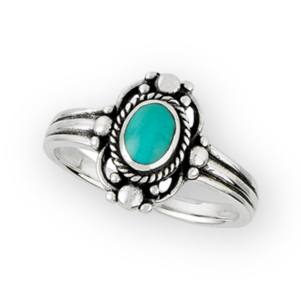 Petite Oval Turquoise Sterling Silver Ring