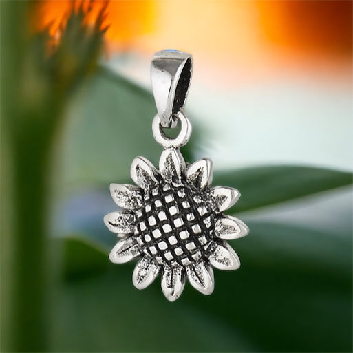 Sunflower Sterling Silver Pendant Necklace