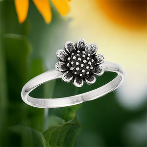 Sunflower Sterling Silver Ring