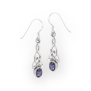 Amethyst CZ Celtic Sterling Silver Earrings