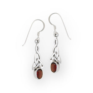 Garnet CZ Celtic Sterling Silver Earrings