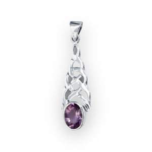 Amethyst CZ Celtic Sterling Silver Pendant Necklace