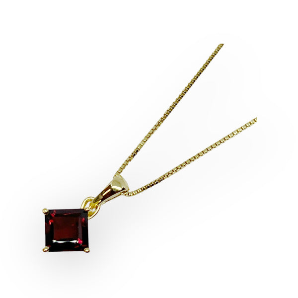 Red Garnet 18K Gold Vermeil Pendant With Gold Filled Necklace