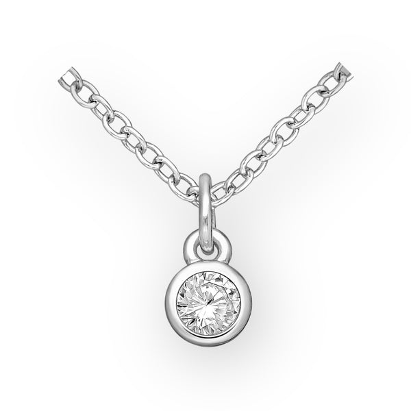 925 Sterling Silver CZ Birthstone Gemstone Stainless Steel Necklace