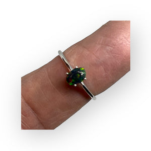 Australian Black Opal Sterling Silver Ring