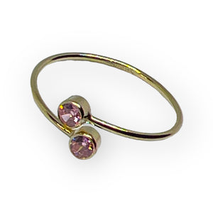 14kt Gold Fill Double Zircon Gemstone Ring