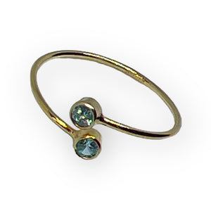 14kt Gold Fill Double Zircon Gemstone Ring