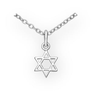 Star Of David Sterling Silver Pendant Necklace