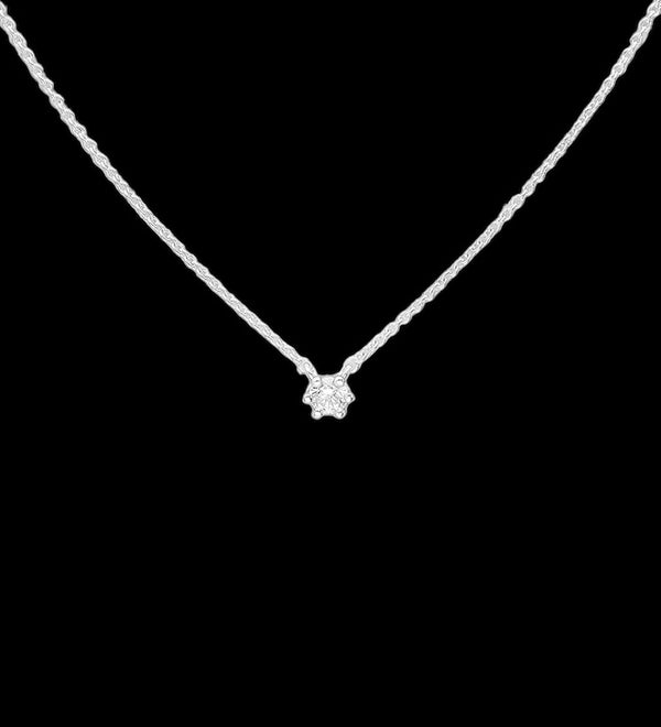 Simple Solitaire Cubic Zirconia Sterling Silver Necklace