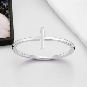 Simple Cross Sterling Silver Ring