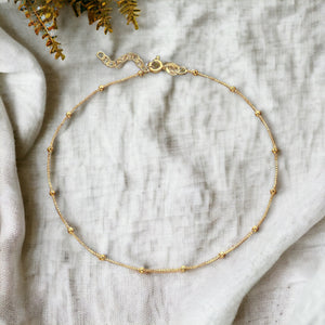 Golden Sterling Silver Satellite Chain Anklet