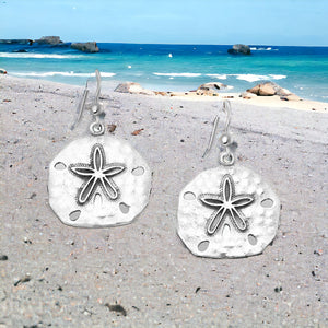 Sand Dollar Sterling Silver Dangle Earrings