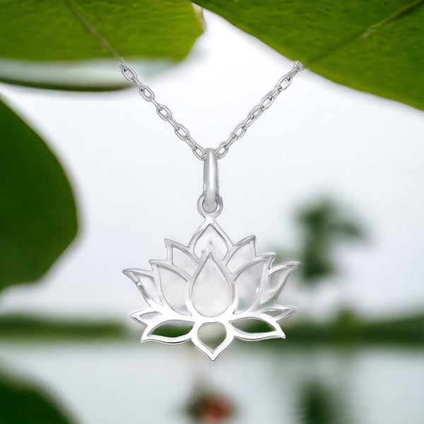 Lotus Blossom Sterling Silver Pendant Necklace