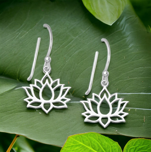 Lotus Blossom Sterling Silver Dangle Earrings