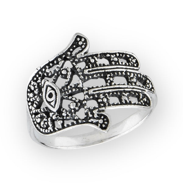 Hand Of Fatima, Hamsa Sterling Silver Ring
