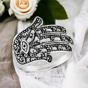 Hand Of Fatima, Hamsa Sterling Silver Ring