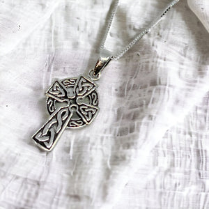 Small Celtic Sterling Silver Cross Necklace