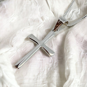 Flare Sterling Silver Cross Pendant Necklace