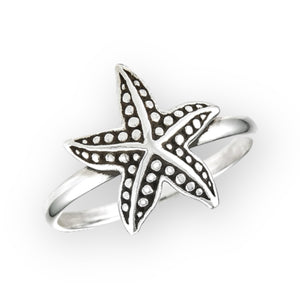 Shiny Starfish Sterling Silver Ring