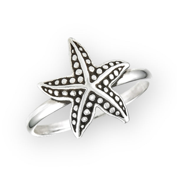 Shiny Starfish Sterling Silver Ring