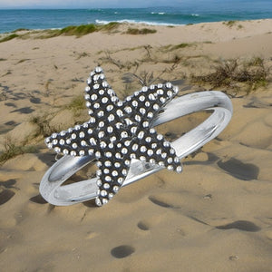Granulated Starfish Sterling Silver Ring