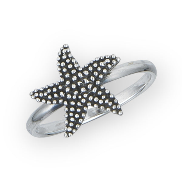 Granulated Starfish Sterling Silver Ring