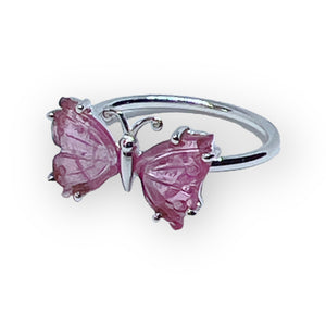 Gemstone Butterfly Sterling Silver Ring