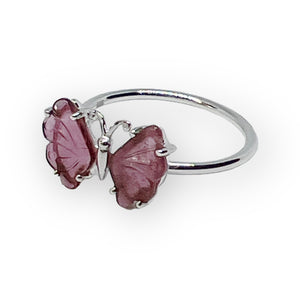 Gemstone Butterfly Sterling Silver Ring