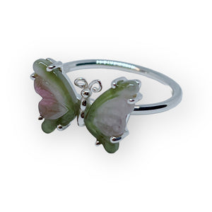 Gemstone Butterfly Sterling Silver Ring